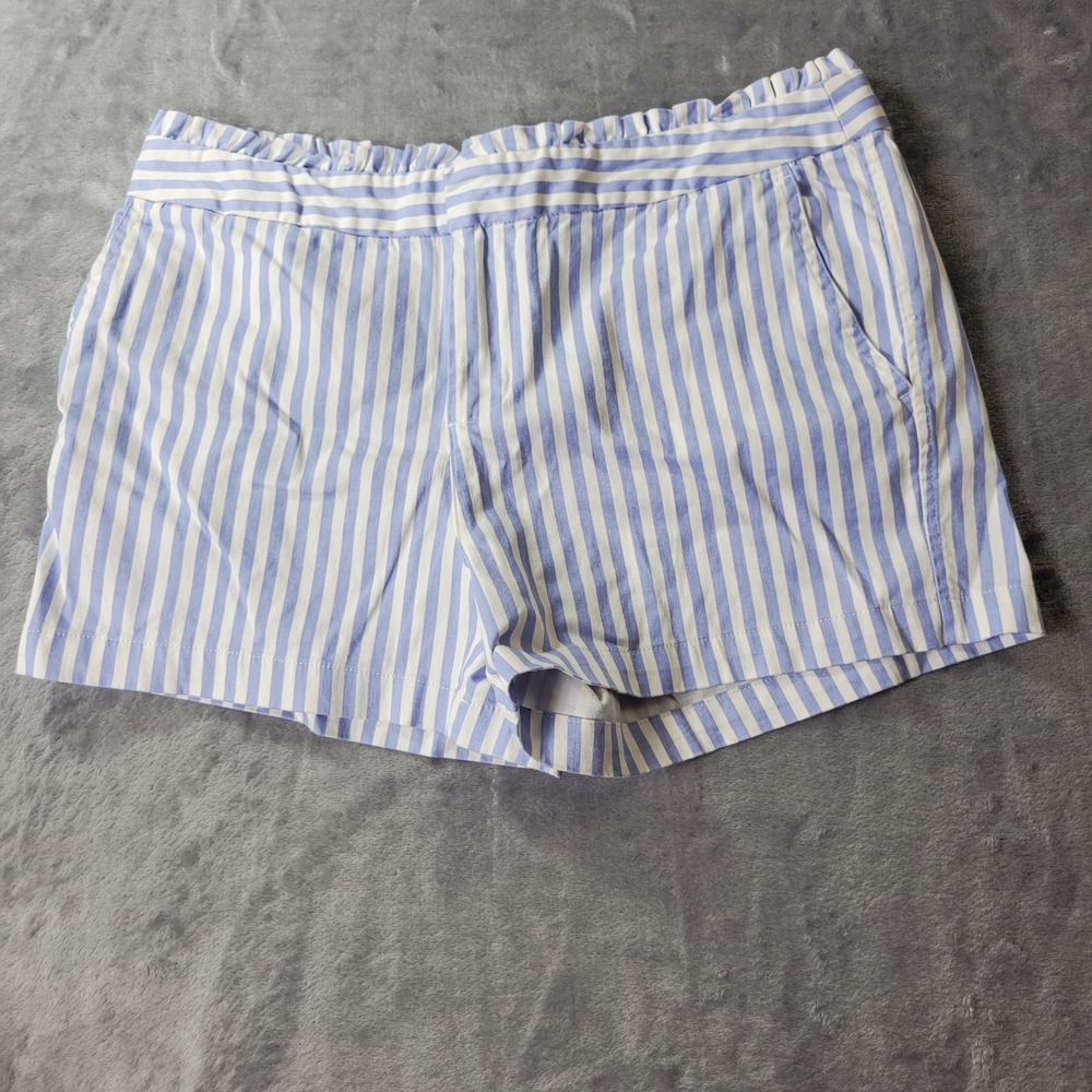 Cynthia Rowley Striped Ruffle Paperbag Waist Shorts Blue White Coastal Size 8